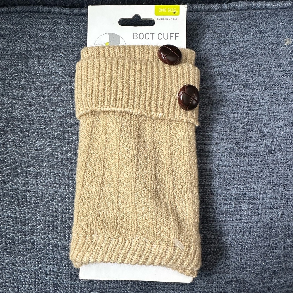 Tan Boot Cuff with Button Accents